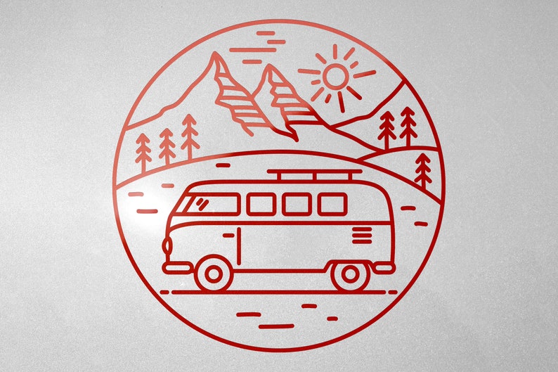 Bulli Camper Aufkleber Autoaufkleber Bus Travel Wohnmobil Berge Sticker Decal Bild 6