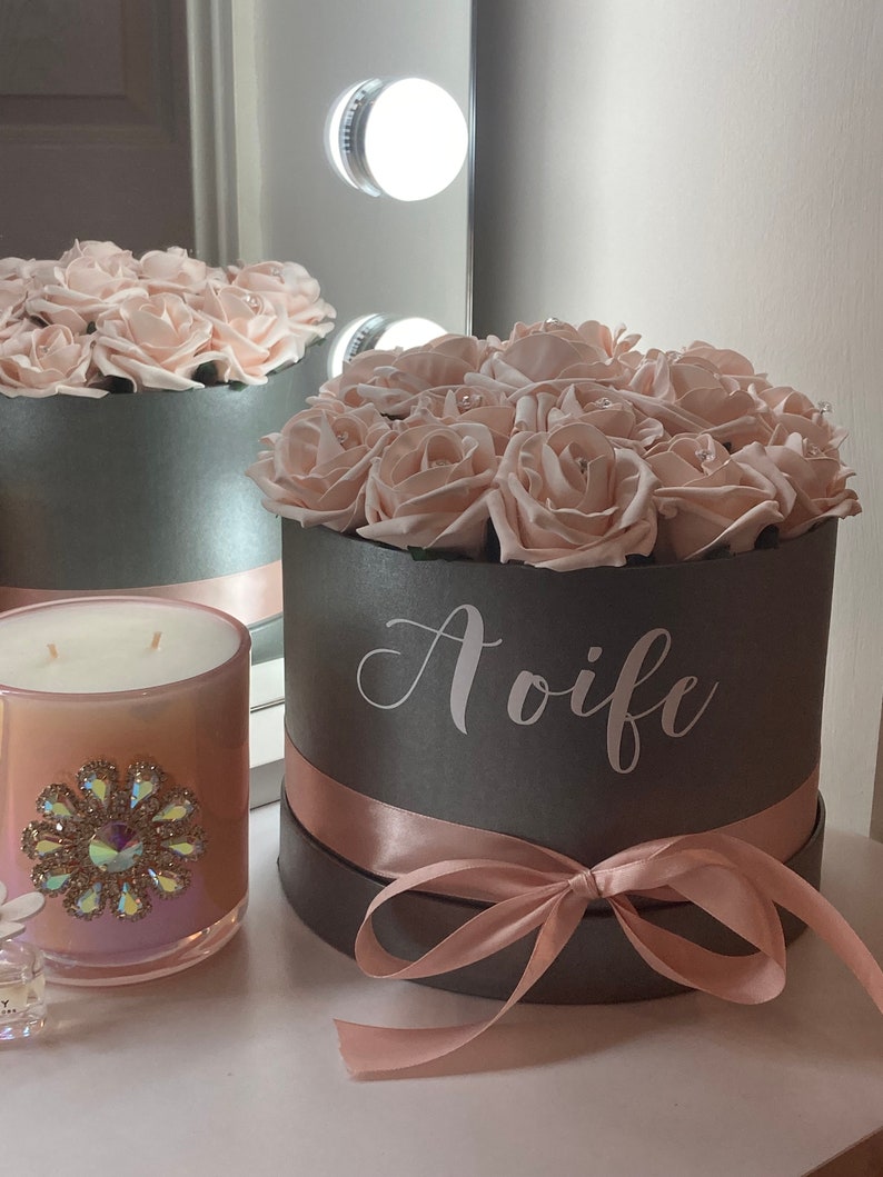 Personalised Diamante Rose Hat Box Bespoke Flower Hat Boxes Etsy