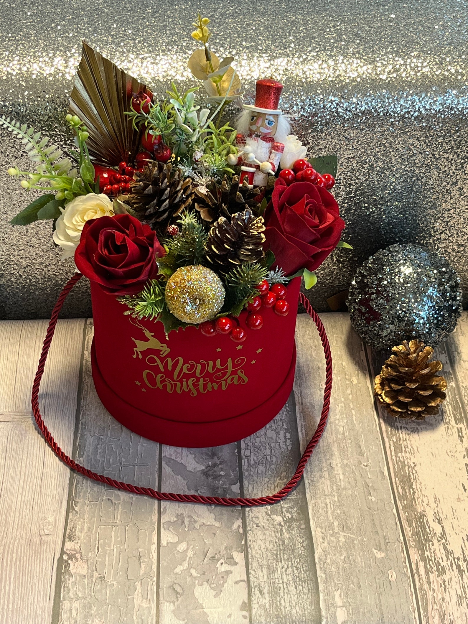 Christmas Floral Gift Christmas Flowers for Mum Personalised - Etsy UK
