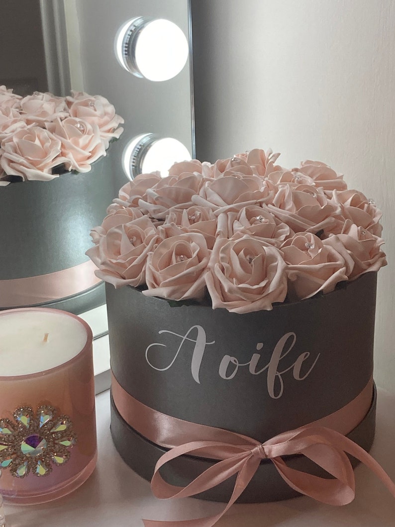 Personalised Diamante Rose Hat Box Bespoke Flower Hat Boxes Etsy