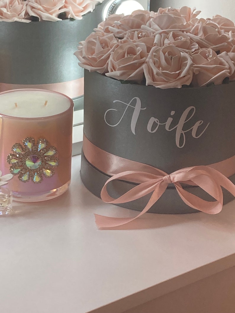 Personalised Diamante Rose Hat Box Bespoke Flower Hat Boxes Etsy