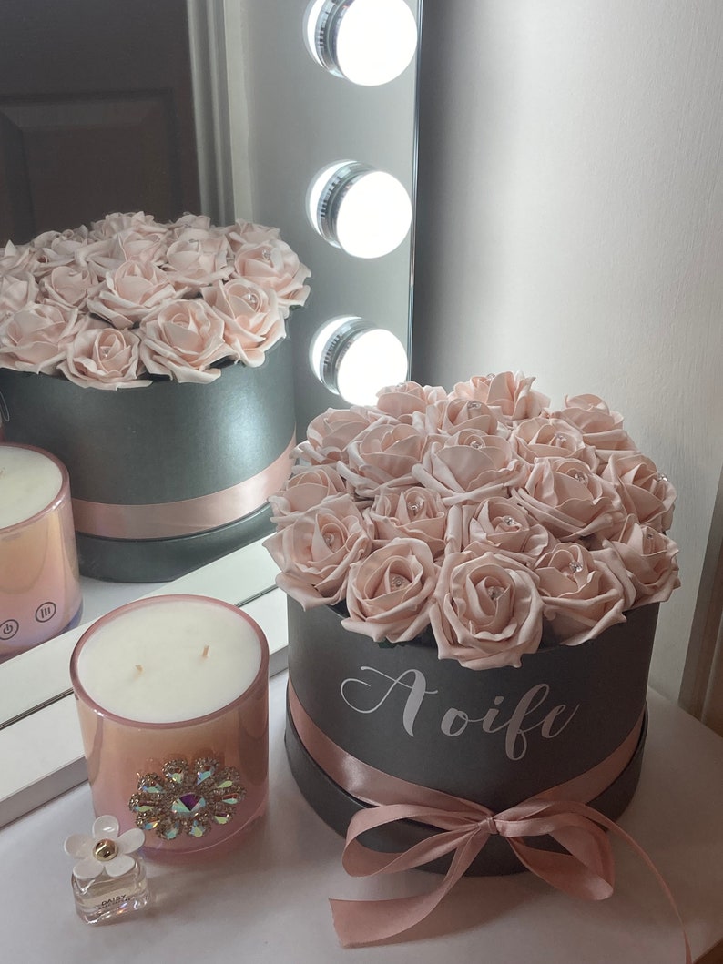 Personalised Diamante Rose Hat Box Bespoke Flower Hat Boxes Etsy