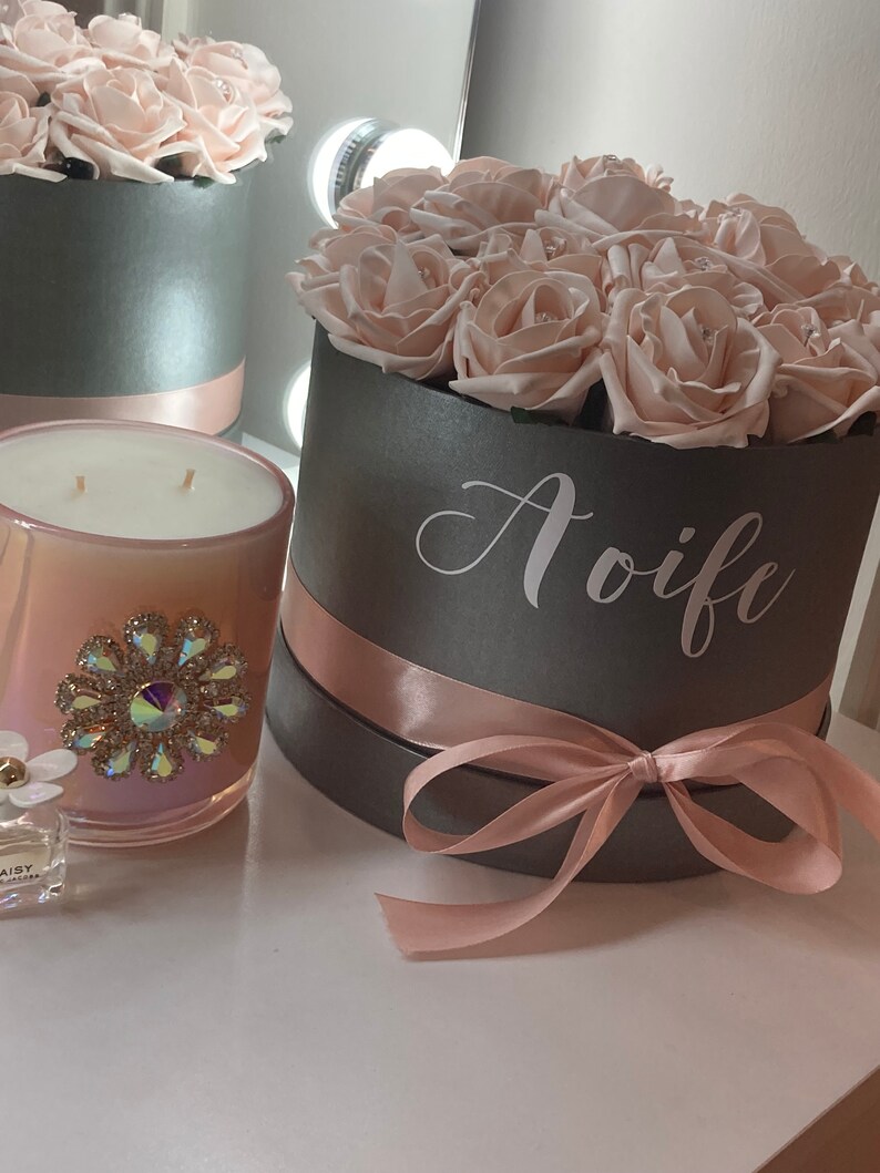 Personalised Diamante Rose Hat Box Bespoke Flower Hat Boxes Etsy