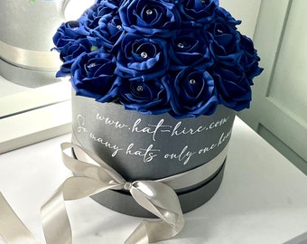 Hatbox filled with roses, diamonds, pearls personalised gift, roses in a box, valentines day gift, birthday gift, gift for mum, gift for her