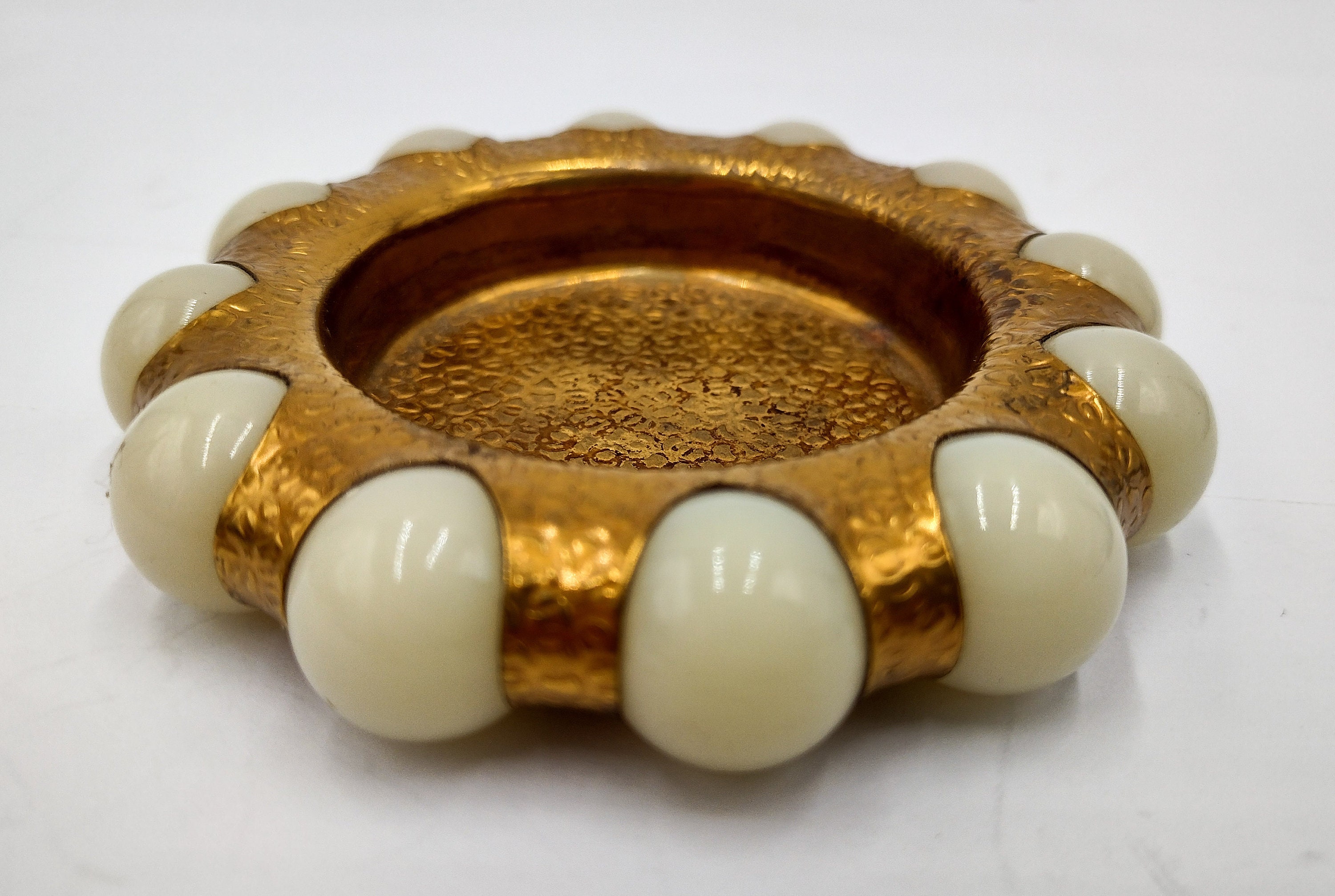 1930's Fisher Jewel Tray Agate Marble Border Gold Brass Etsy