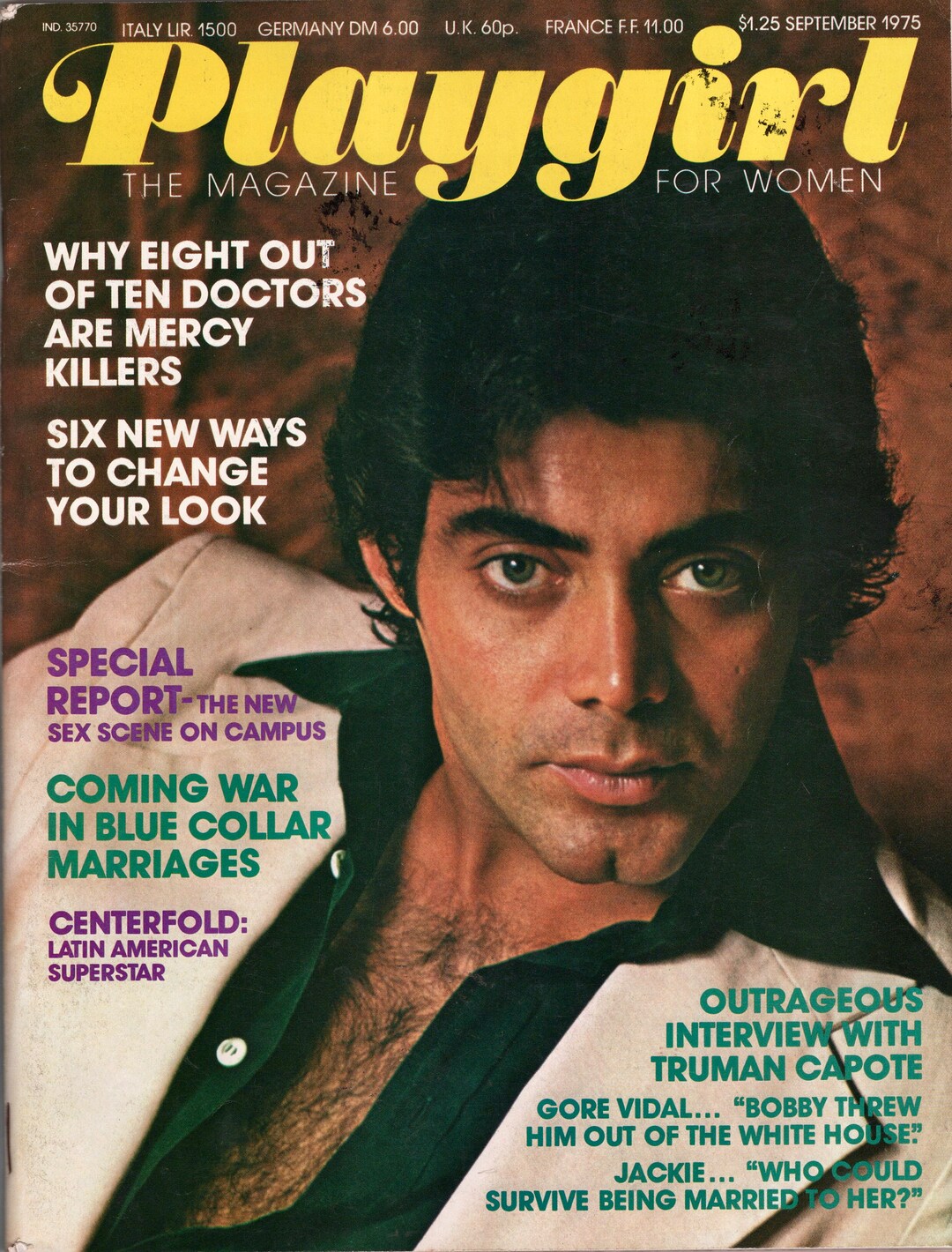 1975 Playgirl September Centerfold Truman Capote Gore Vidal Vintage Male Erotica Gay Physique