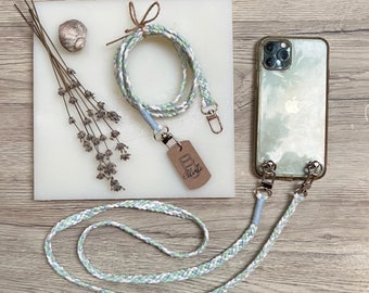 Crossbody Phone Strap with Case Option, Handmade Cotton Phone Lanyard with Custom Colors