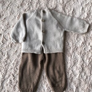Handmade Baby Suit, Knitwear Overalls and Cardigan Set for Babies, Knitted Newborn Wear image 3