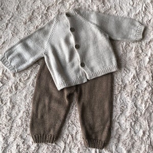Handmade Baby Suit, Knitwear Overalls and Cardigan Set for Babies, Knitted Newborn Wear image 6