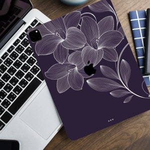 Purple Floral iPad accessories Vinyl Skin Flowers iPad Pro iPad Air iPad cover iPad 11 Pro Decal iPad Pro 12.9 inch gift