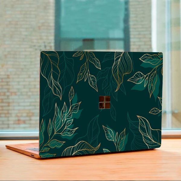 Nature decal for Microsoft Surface Golden Leaves Laptop Skin Surface Book 2 Skin  Microsoft Surface Pro 8 9 Laptop Skin green sticker