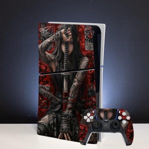 PS5 Skin girl, Samurai PS5 decal, Sword PS5 Pro, Skin PS5 Slim Digital Skin, Warrior PlayStation PS4 Pro Skin, PS4 slim skin, Gift