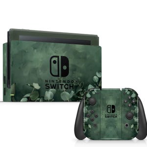 Grönt blommigt Nintendo Switch OLED-skin med löv, Nintendo Switch Lite vinyldekal, Wrap-klistermärke, Switch Lite-skins, Nintendo Switch-tillbehör