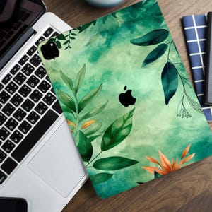 Green Pattern iPad Pro 12.9&quot; Gen3/4/5 Leaves Decal iPad 2021 Keyboard iPad 11&quot; Gen 1/2/3 Magic Keyboard Vinyl Skin iPad Air 13 2024 sticker