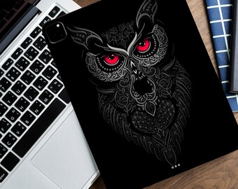 Owl iPad decal animal sticker iPad Pro glamorous skin for iPad Air decal for Apple iPad Pro 12.9 iPad mini iPad Air skin black texture iPad