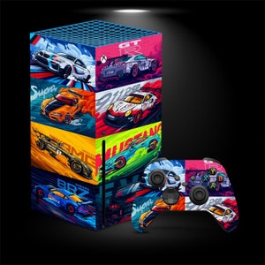 Sportwagens Xbox One X Skin, Racing Xbox One S sticker, Xbox 360 Xbox Series X S kleurrijke vinyl skin, console Xbox sticker, cadeau voor vriend