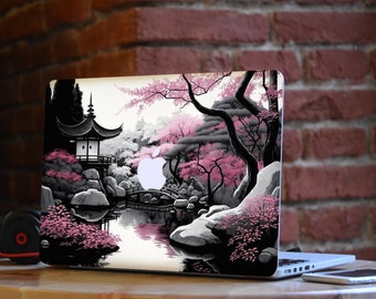 Fuji View MacBook Air 13 15 Skin Sakura Flowers Watercolor