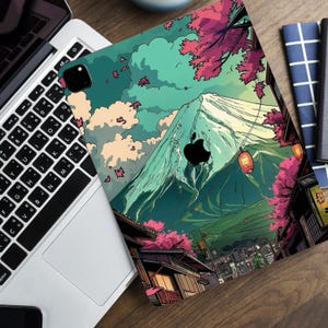 Japan decal for iPad sakura sticker for iPad Pro mountain skin for iPad Air Blue pink decal for Apple iPad Pro 12.9 iPad Air 10.9 iPad skin