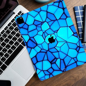 Geometric 3M Decal Skin Stained glass window Sticker iPad Air Pro Mini Blue Pattern iPad Skin 2021 Mosaic iPad Skin Abstract iPad Pro Skin