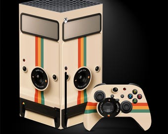 Retro Camera Xbox Series X Skin Vintage Photo Xbox Series S Vinyl Wrap Rainbow Stripe Xbox One S Decal Nostalgic Aesthetic Console Sticker