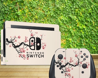 Nintendo Witches Skin Cherry Blossoms, Pink Flowers Sakura Switch Skin Full Cover 3 m Nintendo Switches Skin Beige, Flowers Sakura Switch