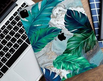 Tropical leaves decal for iPad marble pattern sticker for iPad Pro beautiful skin for iPad Air green nature decal iPad mini silver iPad skin