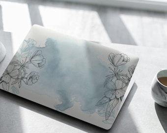 Floral Skin Laptop Blue Notebook Vinyl Dell XPS HP Envy Lenovo Asus Vivobook Acer Spin Decal Full Coverage Skin Sticker Trendy