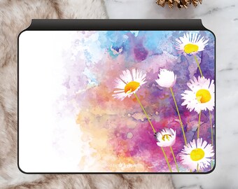 Chamomile Flowers Green Skin Smart Keyboard Folio iPad Pro 11&quot; Gen1/2/3 Keys iPad Air Floral Magic Keyboard iPad Pro 12.9&quot; Gen3/4/5 Decal