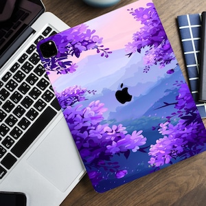 Pastel colors iPad Pro 12.9 bloom Floral Sticker Purple Pink flowers iPad mini decal Milkshake iPad 9 Skin iPad 9.7 girly decals iPad Air 4