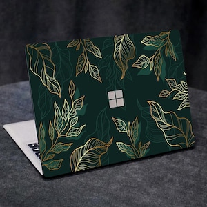 Nature decal for Microsoft Surface Golden Leaves Laptop Skin Surface Book 2 Skin Microsoft Surface Pro 8 9 Laptop Skin green sticker