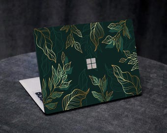 Nature decal for Microsoft Surface Golden Leaves Laptop Skin Surface Book 2 Skin Microsoft Surface Pro 8 9 Laptop Skin green sticker