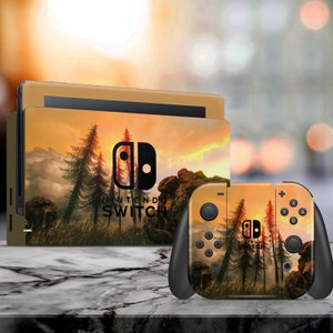 Adesivi Nintendo Switch Skin Paesaggio Pine Woods Sunset per Console Joy-Con Dock Orange Nintendo Switch OLED Nature Adesivi Nintendo