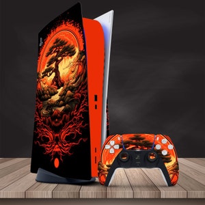 A árvore da vida PS5 Skin Japão PS5 Digital Edition Skin Laranja Playstation 5 Console e controle PS4 Vinil completo para PS5 PS4 Adesivo