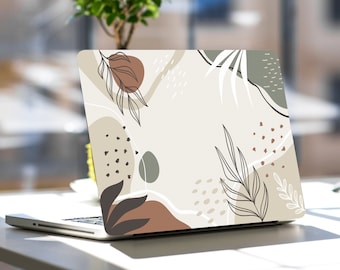 Pastel Beige White Leaves Skin Laptop Notebook Vinyl Dell XPS HP Envy Lenovo Asus Vivobook Acer Skin Decal Full Coverage Sticker Trendy