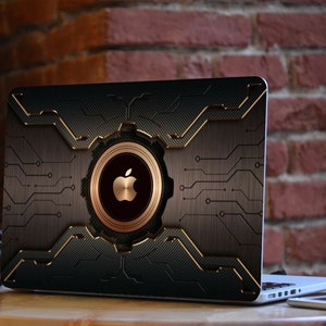 Gold Macbook skin Abstract Macbook Air decal futuristic Macbook Pro sticker MacBook Retina skin Electronic circuit MacBook stickers