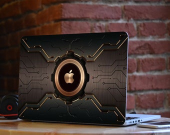 Gold Macbook skin Abstract Macbook Air decal futuristic Macbook Pro sticker MacBook Retina skin Electronic circuit MacBook stickers