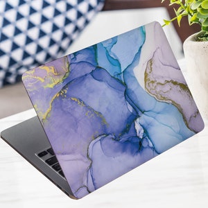 Pastel Purple Marble Laptop Skin Custom Name Gold Oil Vinyl Decal Dell Hp Asus Lenovo Chromebook Acer Laptop Xiaomi Mi Notebook Laptop Skin