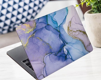 Pele de laptop de mármore roxo pastel nome personalizado ouro óleo vinil decalque dell hp asus lenovo chromebook acer laptop xiaomi mi notebook pele de laptop