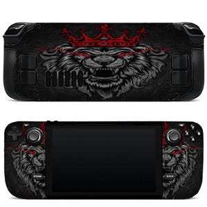 Pele Lion Steam Deck Crown Stem Deck Pele OLED Full Animal Pele OLED Decalque Envoltório 3 M vinil Vermelho Steam Deck Console Dispositivo de Jogo