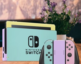 Retro 80s Colorful switch skin, Vintage 90s 80s Pastels Color wave Switch OLED Nintendo Console Dock Controller Nintendo blue stickers gift
