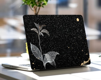 Floral glitter Laptop Skin Notebook Texture Vinyl Dell HP Envy Lenovo Asus Vivobook Acer Spin Decal Full Coverage Skin Sticker Trendy