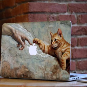 Peau de Michel-Ange pour Macbook Pro 14 Sticker chat rouge Macbook Pro 16 main Macbook vinyle autocollants Macbook Air 13 Macbook Air 15 sticker tendance