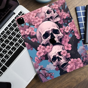 Sculls iPad Skin Pink iPad Pro 10.2 Decal iPad Air 4 Air 3 Skin Sakura iPad Pro 11 Sticker iPad Pro 12.9 2021 skin gift for girlfriend