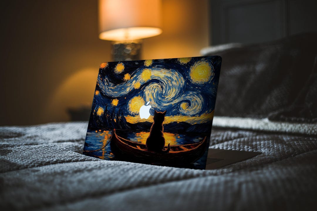 Van Gogh Cat Starry Night MacBook Skin Impressionist Boat Decal for — free download