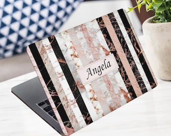 Marmeren Laptop Skin Sticker Naam Notebook Vinyl Decal Dell Hp Lenovo Asus Chromebook Acer Laptop Decal Cover Skin Voor Elke Laptop Sticker