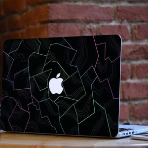 Modello nero Macbook Air 13 2022 pelle Decalcomania Macbook astratta Linee neon Macbook Pro skin Geometric Macbook Pro 16 Skin Macbook Air stickers
