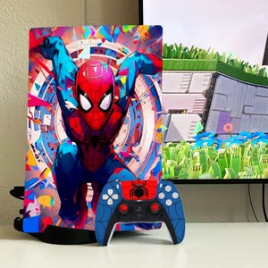 PS5 Pro skin Blue Red Pattern ps4 pro slim fat vinyl Spider Playstation 5 Slim Sticker Comic PS5 slim Digital Skin gift for boyfriend