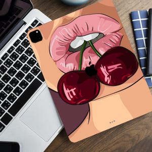 Cherry iPad decal Lips sticker iPad Pro glamorous skin for iPad Air decal for Apple iPad Pro 12.9 iPad mini iPad Air 13 2024 skin