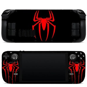 Spider Steam Deck Skin Red Gaming SteamDeck Decal Wrap, Seamless pattern Game Console Premium Skin Cover, 3M Vinyl