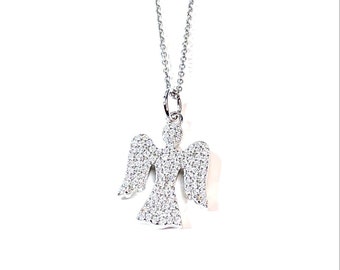 Silver Cz Angel Pendant